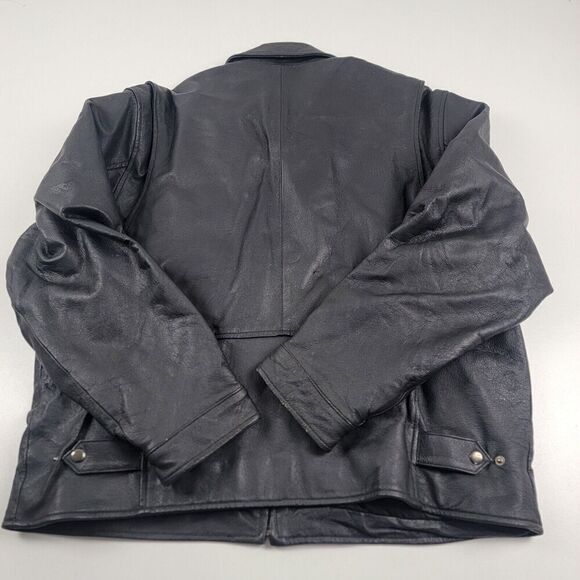 St Johns Bay Men Vintage Bomber Leather Jacket Brown Quilted Line Sz XLarge XL - Picture 9 of 12